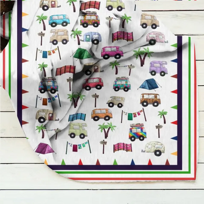 Cute Camping Camper Fleece Throw Blanket & Quilt - Gift Idea For Camping Lovers