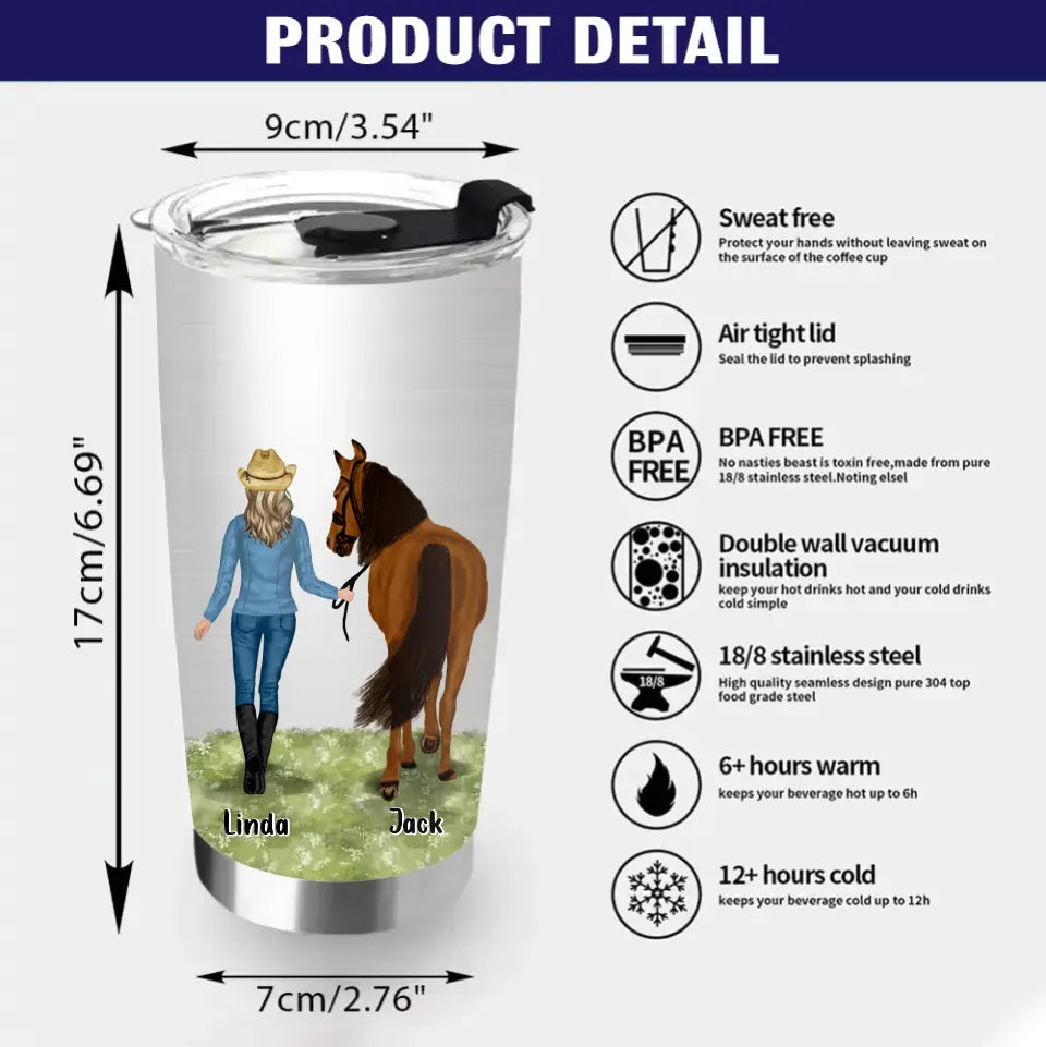 Personalized Horse Girl Tumbler - Gift Idea For Horse Lovers - Up To 6 Horses - Just A Girl Who Loves Horses