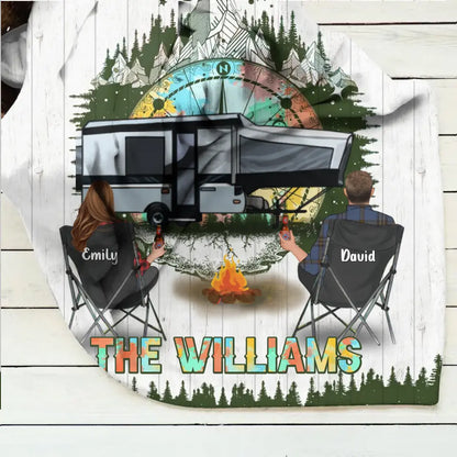 Personalized Camping Compass Quilt/Fleece Throw Blanket - Gift Idea For Camping Lover/Couple/Family/Friends - The Williams