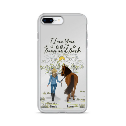 Personalized Horse Girl Phone Case - Up to 6 Horses - Gift Idea for Horse Lovers - I Love You To The Barn & Back - Case for iPhone/Samsung