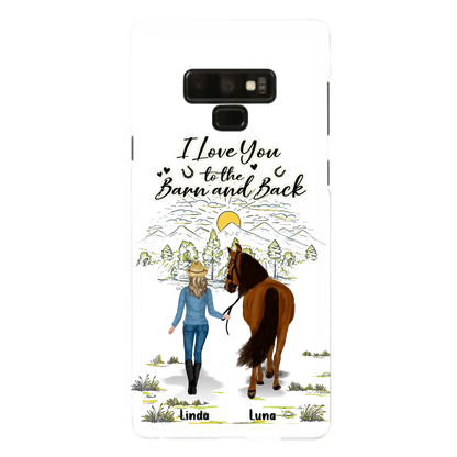 Personalized Horse Girl Phone Case - Up to 6 Horses - Gift Idea for Horse Lovers - I Love You To The Barn & Back - Case for iPhone/Samsung