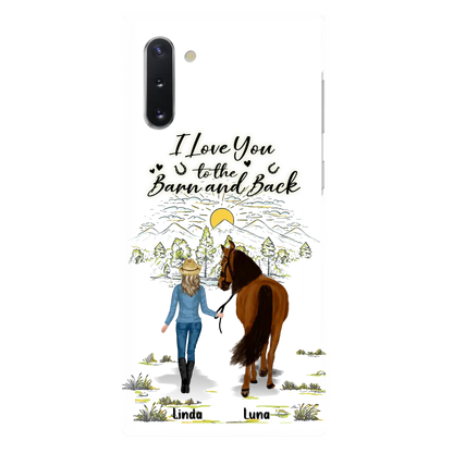 Personalized Horse Girl Phone Case - Up to 6 Horses - Gift Idea for Horse Lovers - I Love You To The Barn & Back - Case for iPhone/Samsung
