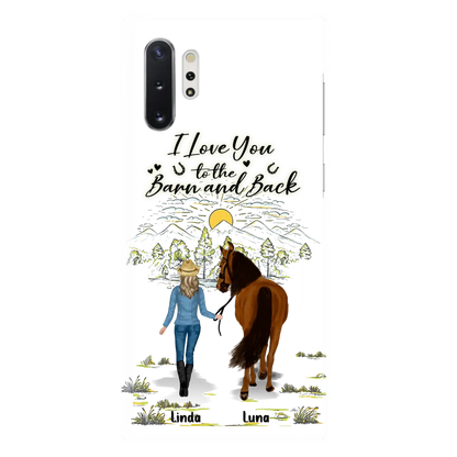 Personalized Horse Girl Phone Case - Up to 6 Horses - Gift Idea for Horse Lovers - I Love You To The Barn & Back - Case for iPhone/Samsung