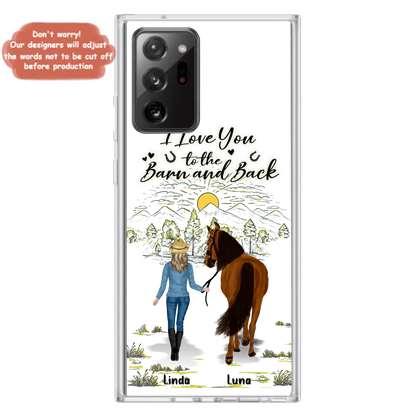 Personalized Horse Girl Phone Case - Up to 6 Horses - Gift Idea for Horse Lovers - I Love You To The Barn & Back - Case for iPhone/Samsung