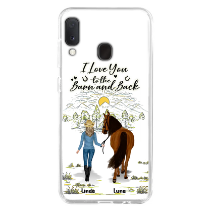 Personalized Horse Girl Phone Case - Up to 6 Horses - Gift Idea for Horse Lovers - I Love You To The Barn & Back - Case for iPhone/Samsung