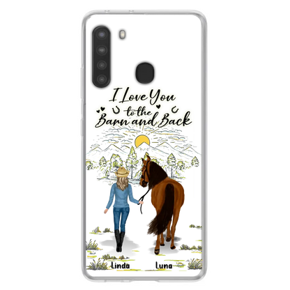 Personalized Horse Girl Phone Case - Up to 6 Horses - Gift Idea for Horse Lovers - I Love You To The Barn & Back - Case for iPhone/Samsung