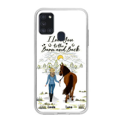 Personalized Horse Girl Phone Case - Up to 6 Horses - Gift Idea for Horse Lovers - I Love You To The Barn & Back - Case for iPhone/Samsung