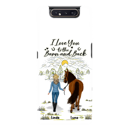 Personalized Horse Girl Phone Case - Up to 6 Horses - Gift Idea for Horse Lovers - I Love You To The Barn & Back - Case for iPhone/Samsung