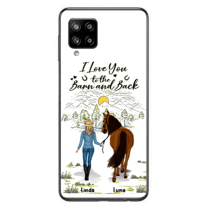 Personalized Horse Girl Phone Case - Up to 6 Horses - Gift Idea for Horse Lovers - I Love You To The Barn & Back - Case for iPhone/Samsung