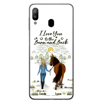 Personalized Horse Girl Phone Case - Up to 6 Horses - Gift Idea for Horse Lovers - I Love You To The Barn & Back - Case for iPhone/Samsung