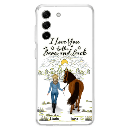 Personalized Horse Girl Phone Case - Up to 6 Horses - Gift Idea for Horse Lovers - I Love You To The Barn & Back - Case for iPhone/Samsung