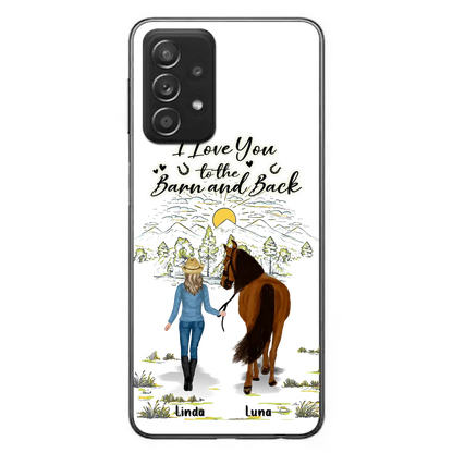 Personalized Horse Girl Phone Case - Up to 6 Horses - Gift Idea for Horse Lovers - I Love You To The Barn & Back - Case for iPhone/Samsung