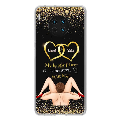 Custom Personalized Couple Phone Case - Gift Idea For Couple/Valentines Day - My Happy Place Is Between Your Legs - Case For Oppo/Xiaomi/Huawei