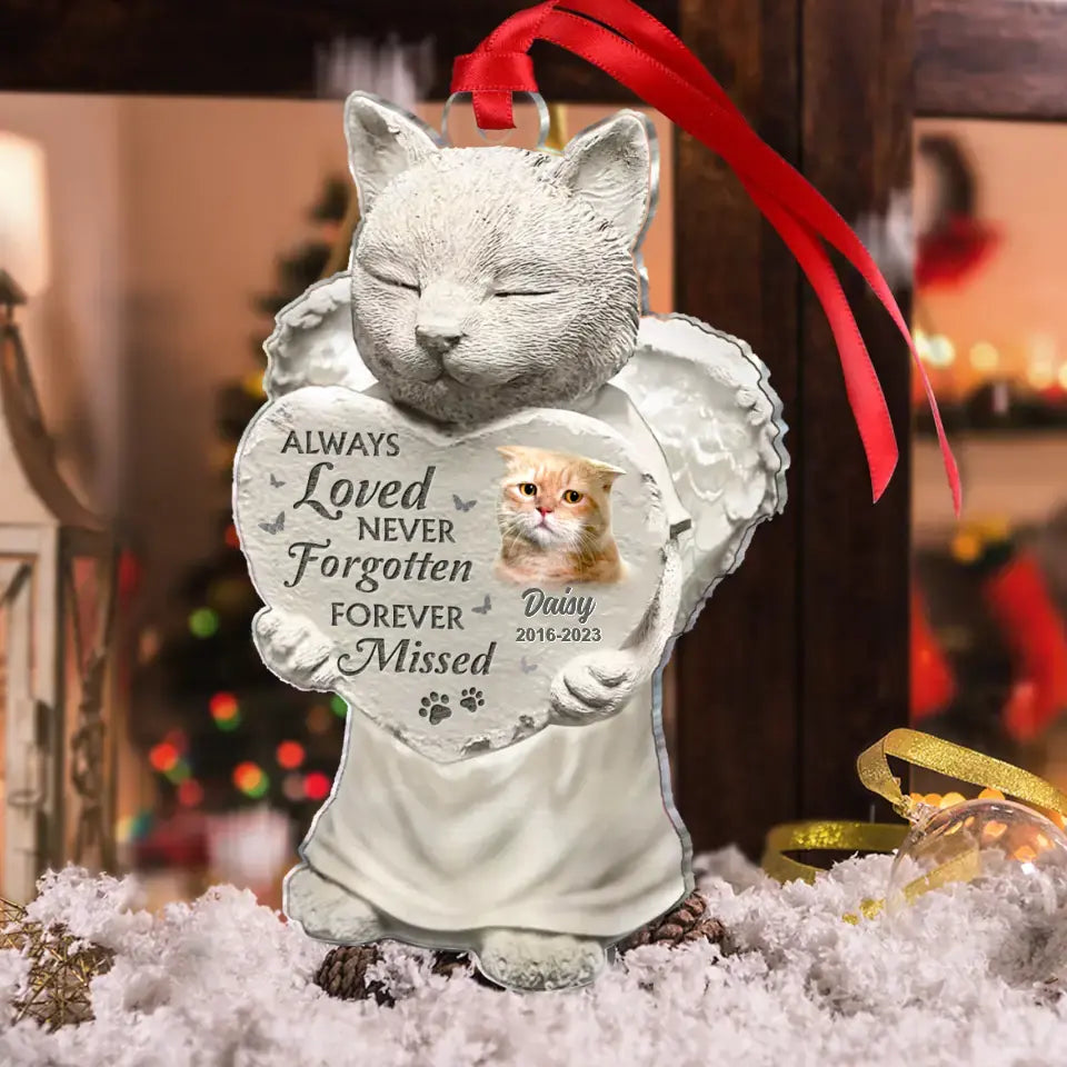 Personalized Memorial Acrylic Ornament - Memorial Gift Idea For Cat Lover - Upload Cat Photo