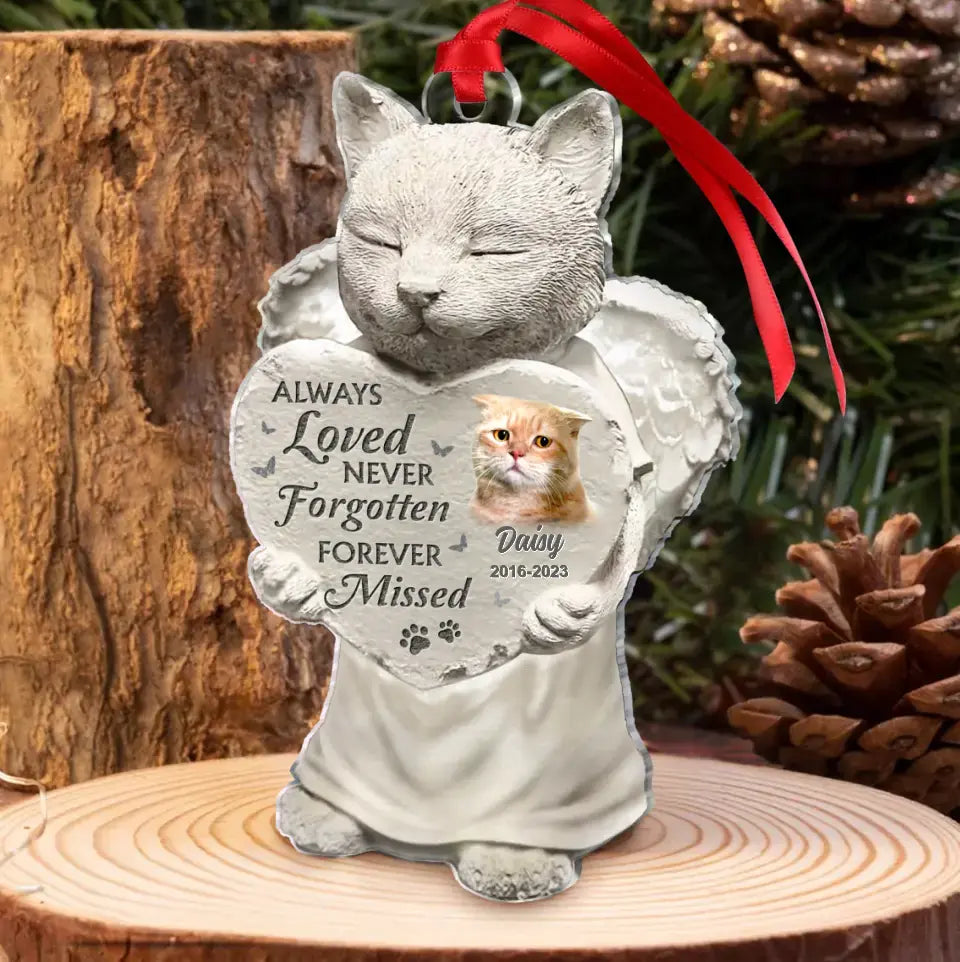 Personalized Memorial Acrylic Ornament - Memorial Gift Idea For Cat Lover - Upload Cat Photo