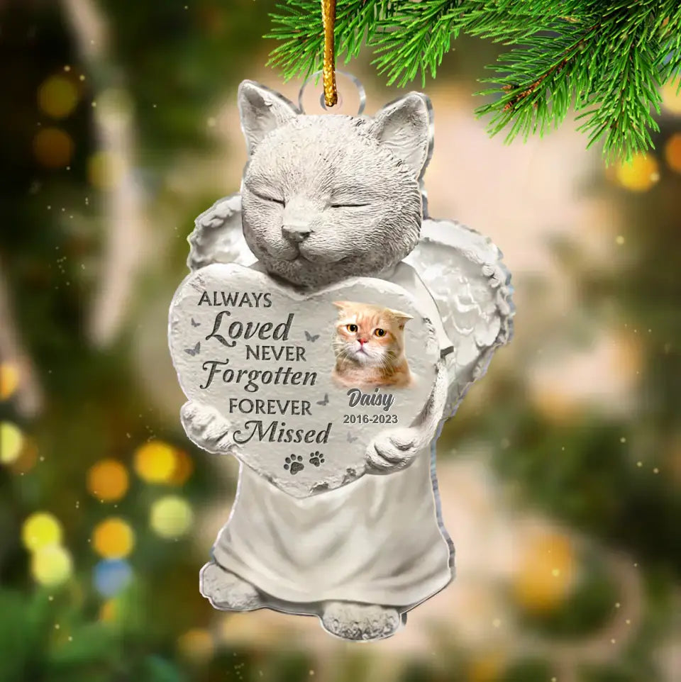 Personalized Memorial Acrylic Ornament - Memorial Gift Idea For Cat Lover - Upload Cat Photo