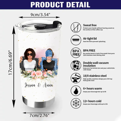 Personalized Besties Tumbler - Gift Idea For Friends/Sisters/Besties - Because Of You I Laugh A Little Harder