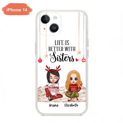 Personalized Besties Phone Case - Gift Idea For Friends/Sisters/Besties - Life Is Better With Sisters - Up to 5 People - Case For iPhone/Samsung