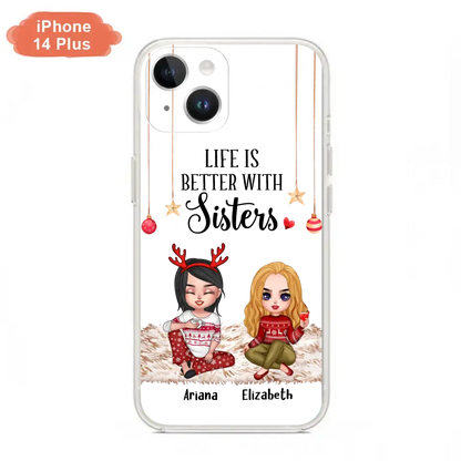 Personalized Besties Phone Case - Gift Idea For Friends/Sisters/Besties - Life Is Better With Sisters - Up to 5 People - Case For iPhone/Samsung