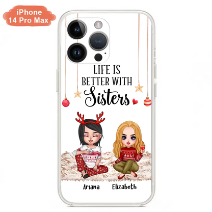Personalized Besties Phone Case - Gift Idea For Friends/Sisters/Besties - Life Is Better With Sisters - Up to 5 People - Case For iPhone/Samsung