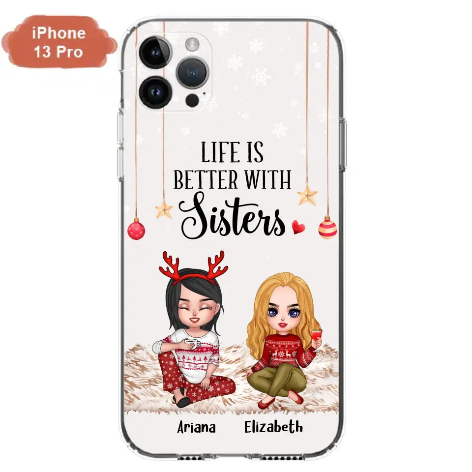 Personalized Besties Phone Case - Gift Idea For Friends/Sisters/Besties - Life Is Better With Sisters - Up to 5 People - Case For iPhone/Samsung