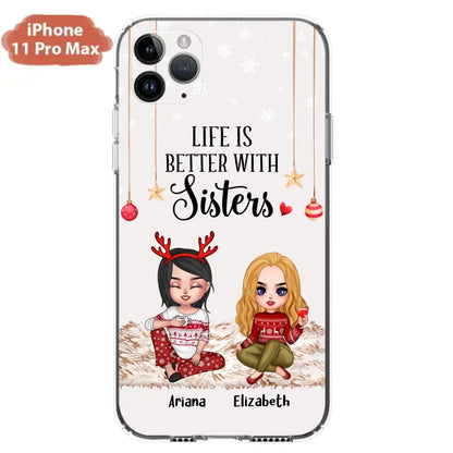 Personalized Besties Phone Case - Gift Idea For Friends/Sisters/Besties - Life Is Better With Sisters - Up to 5 People - Case For iPhone/Samsung