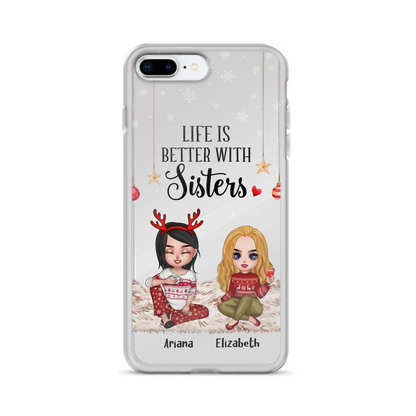 Personalized Besties Phone Case - Gift Idea For Friends/Sisters/Besties - Life Is Better With Sisters - Up to 5 People - Case For iPhone/Samsung