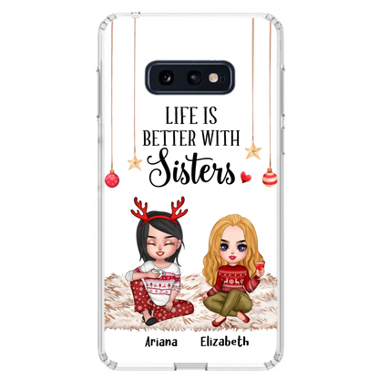 Personalized Besties Phone Case - Gift Idea For Friends/Sisters/Besties - Life Is Better With Sisters - Up to 5 People - Case For iPhone/Samsung