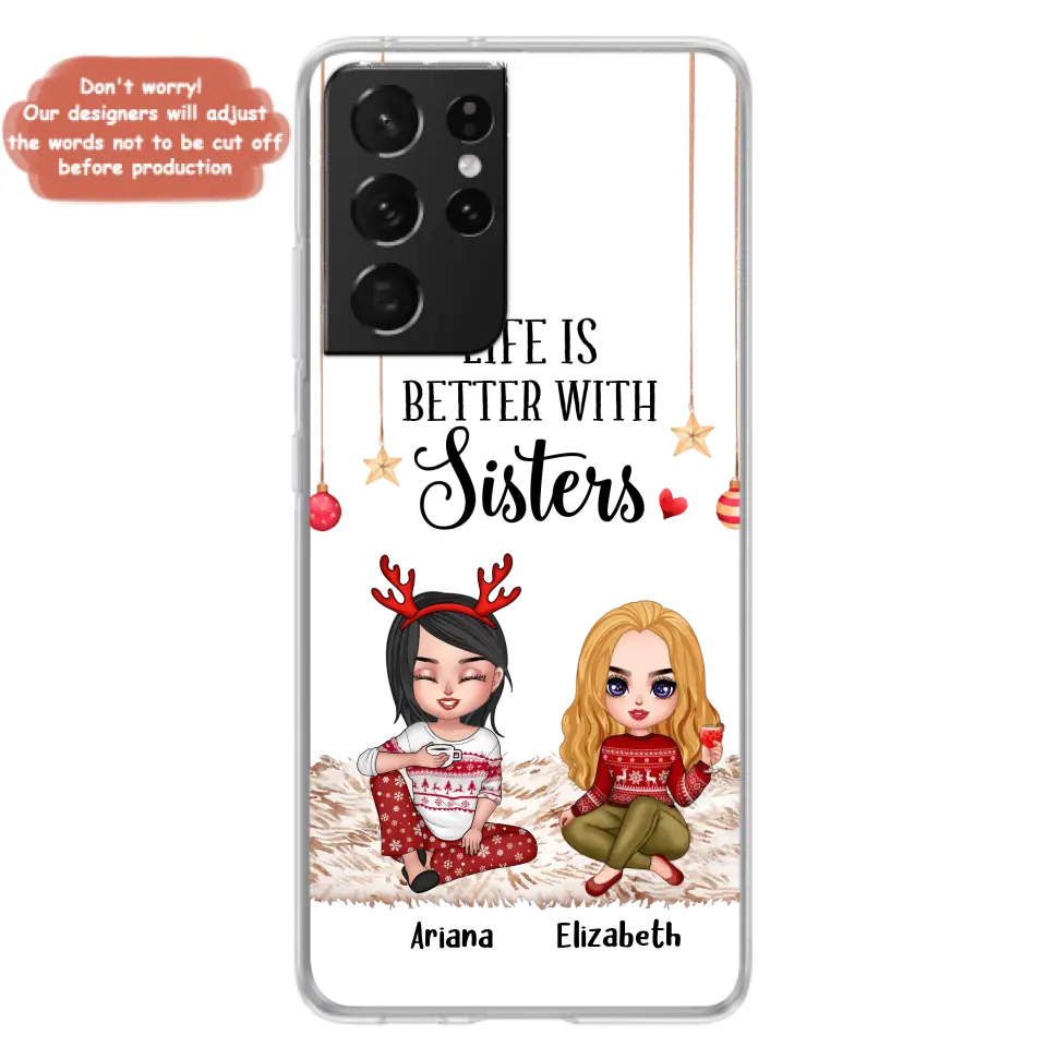 Personalized Besties Phone Case - Gift Idea For Friends/Sisters/Besties - Life Is Better With Sisters - Up to 5 People - Case For iPhone/Samsung