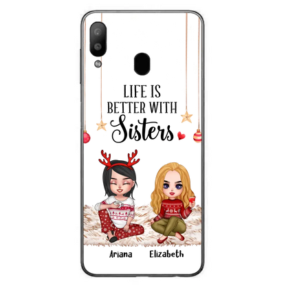 Personalized Besties Phone Case - Gift Idea For Friends/Sisters/Besties - Life Is Better With Sisters - Up to 5 People - Case For iPhone/Samsung