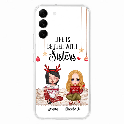 Personalized Besties Phone Case - Gift Idea For Friends/Sisters/Besties - Life Is Better With Sisters - Up to 5 People - Case For iPhone/Samsung