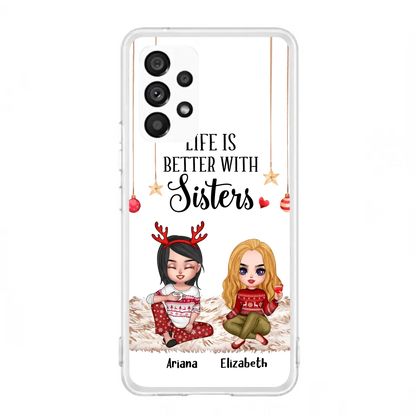 Personalized Besties Phone Case - Gift Idea For Friends/Sisters/Besties - Life Is Better With Sisters - Up to 5 People - Case For iPhone/Samsung
