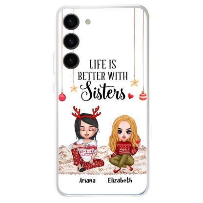 Personalized Besties Phone Case - Gift Idea For Friends/Sisters/Besties - Life Is Better With Sisters - Up to 5 People - Case For iPhone/Samsung