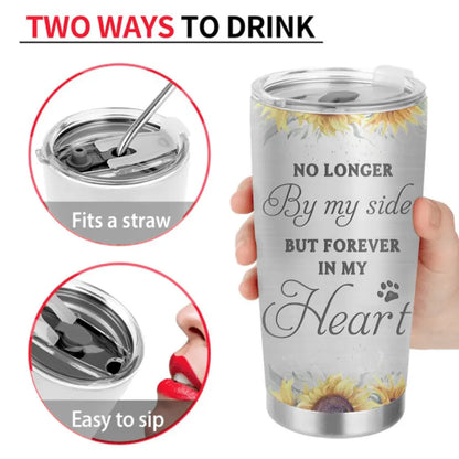Custom Memorial Dog Mom Tumbler - Up to 4 Dogs - Memorial Gift Idea For Dog Owners - No Longer By My Side But Forever In My Heart