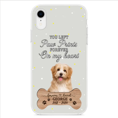 Custom Personalized Memorial Phone Case - Upload Photo - Memorial Gift Idea For Pet Lover - You Left Paw Prints Forever On My Heart