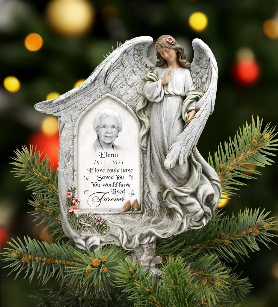 Personalized Angel Memorial Tree Topper - Upload Photo - Memorial Gift Idea For Christmas - If I Could Have One Christmas Wish