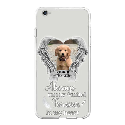 Personalized Memorial Phone Case - Upload Photo - Memorial Gift Idea For Pet Lover - Always On My Mind Forever In My Heart - Case For iPhone/Samsung