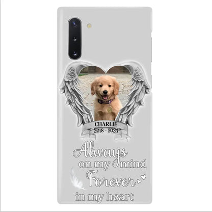 Personalized Memorial Phone Case - Upload Photo - Memorial Gift Idea For Pet Lover - Always On My Mind Forever In My Heart - Case For iPhone/Samsung