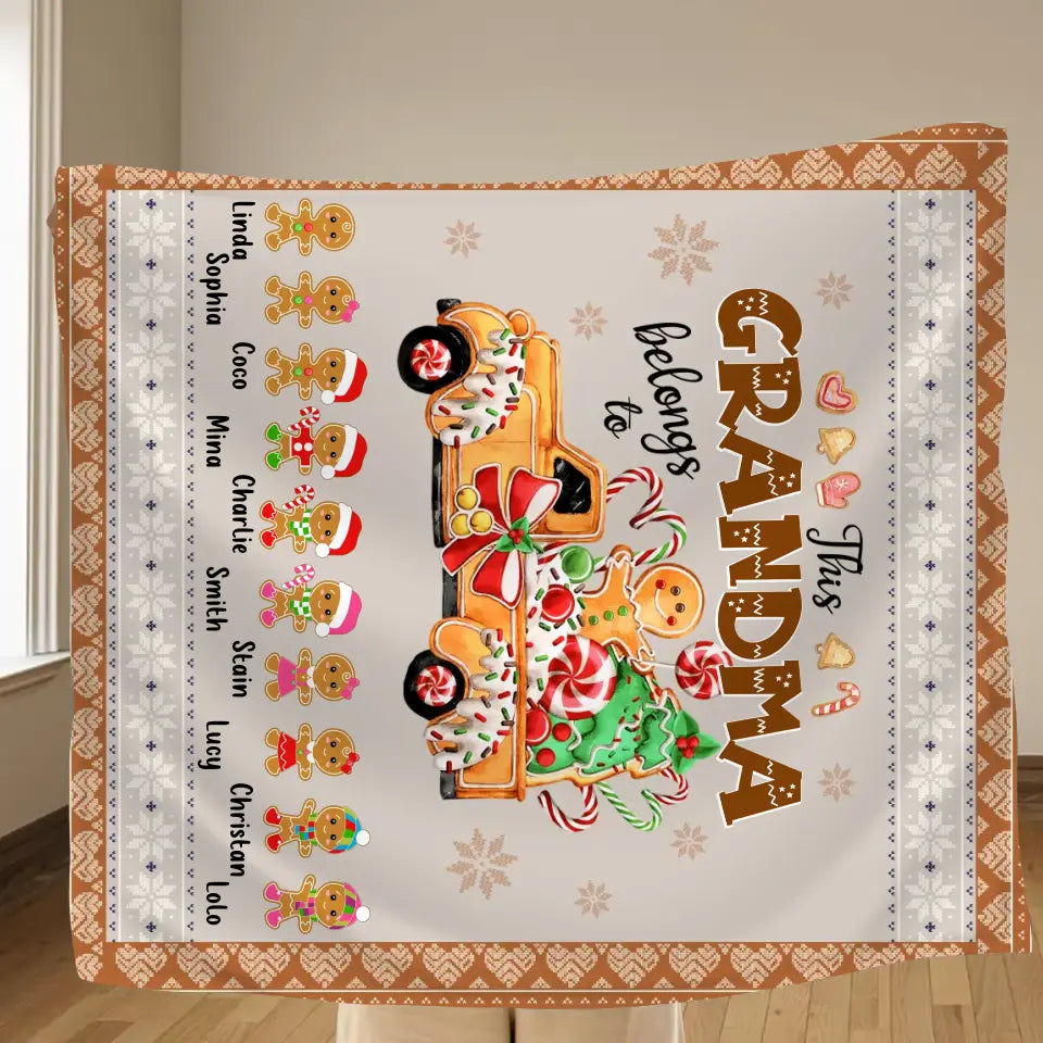 Personalized Grandma's Cookies Christmas Fleece Throw Blanket & Quilt - Gift Idea For Grandma/Mom - Up to 10 Kids - This Grandma Belongs To