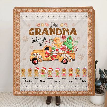 Personalized Grandma's Cookies Christmas Fleece Throw Blanket & Quilt - Gift Idea For Grandma/Mom - Up to 10 Kids - This Grandma Belongs To