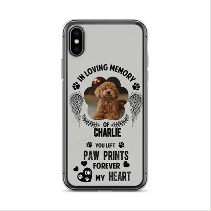 Personalized Memorial Phone Case - Upload Photo - Memorial Gift Idea For Pet Lover - You Left Paw Prints Forever On My Heart - Case For iPhone/Samsung