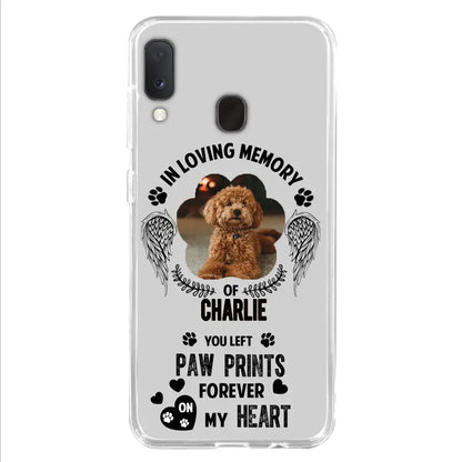 Personalized Memorial Phone Case - Upload Photo - Memorial Gift Idea For Pet Lover - You Left Paw Prints Forever On My Heart - Case For iPhone/Samsung