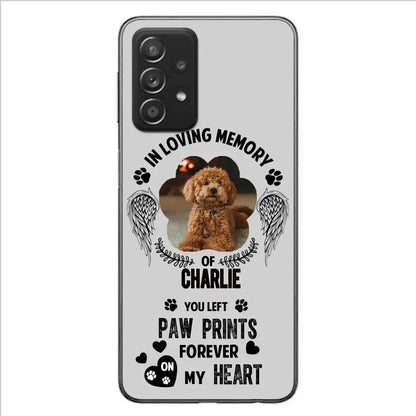 Personalized Memorial Phone Case - Upload Photo - Memorial Gift Idea For Pet Lover - You Left Paw Prints Forever On My Heart - Case For iPhone/Samsung