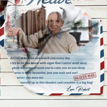Personalized Memorial Photo Quilt/Fleece Throw Blanket - Memorial Gift Idea - Upload Photo - A Letter From Heaven