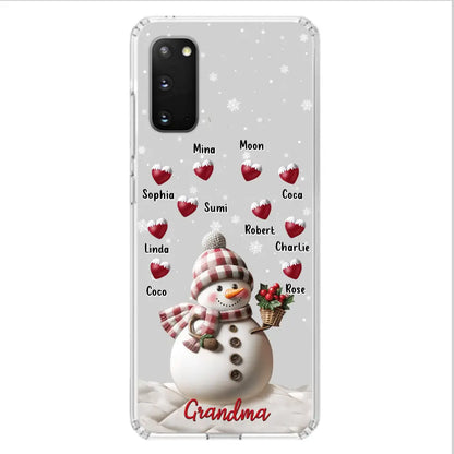 Custom Personalized Snowman Grandma Phone Case - Christmas Gift Idea For Grandma - Up to 10 Kids - Case For iPhone/Samsung