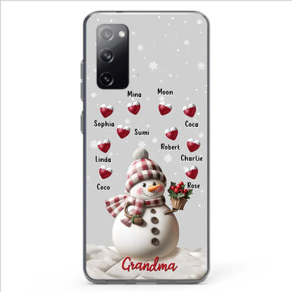 Custom Personalized Snowman Grandma Phone Case - Christmas Gift Idea For Grandma - Up to 10 Kids - Case For iPhone/Samsung