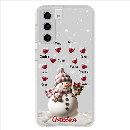 Custom Personalized Snowman Grandma Phone Case - Christmas Gift Idea For Grandma - Up to 10 Kids - Case For iPhone/Samsung