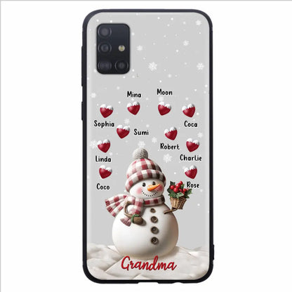 Custom Personalized Snowman Grandma Phone Case - Christmas Gift Idea For Grandma - Up to 10 Kids - Case For iPhone/Samsung