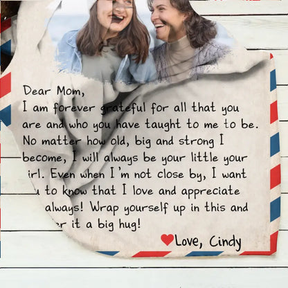 Personalized Mom & Daughter Photo Quilt/Fleece Throw Blanket - Gift Idea For Mom - Upload Photo - I Am Forever Grateful