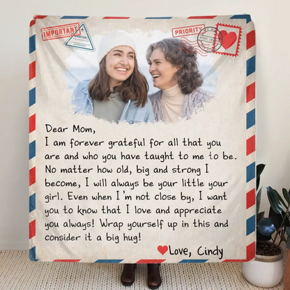 Personalized Mom & Daughter Photo Quilt/Fleece Throw Blanket - Gift Idea For Mom - Upload Photo - I Am Forever Grateful